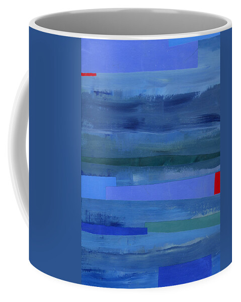 Abstract Art Coffee Mug featuring the painting Blue Stripes 1 by Jane Davies
