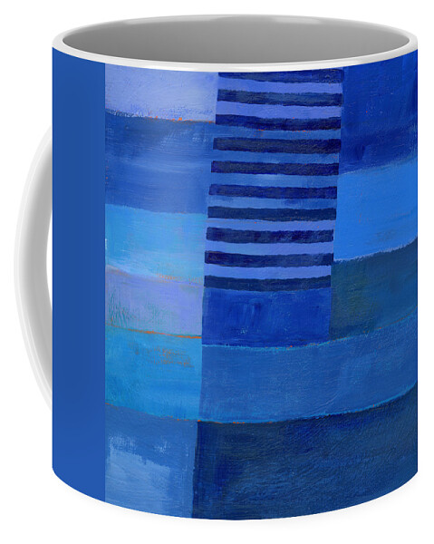 Abstract Art Coffee Mug featuring the painting Blue Stripes 7 by Jane Davies
