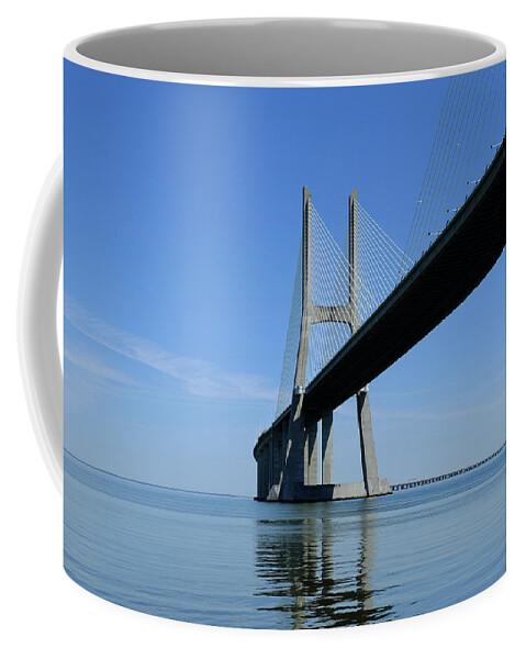 Vasco Da Gama Bridge Coffee Mug featuring the photograph Blue Sunny Day by Marco Oliveira