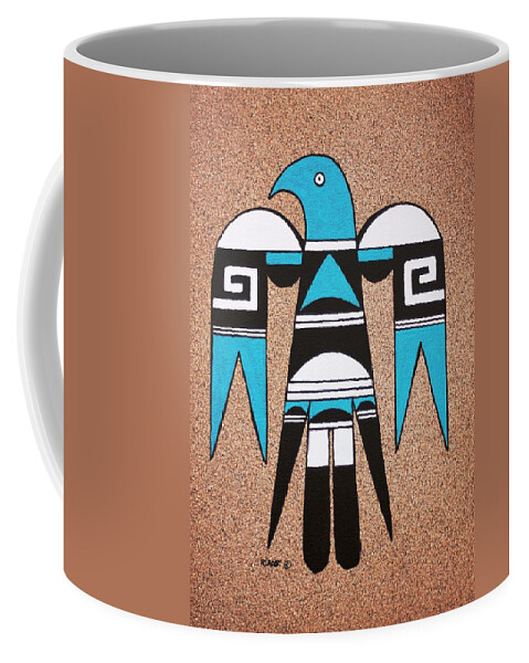 Southwest Art Coffee Mug featuring the painting Blue Thunderbird by Ralph Root