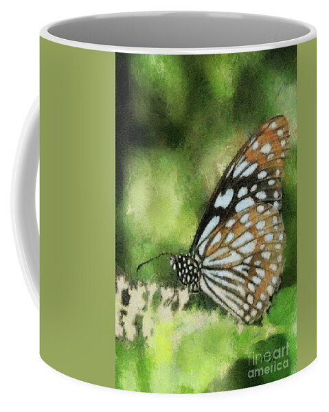 Butterfly Coffee Mug featuring the photograph Blue Tiger by Lois Bryan