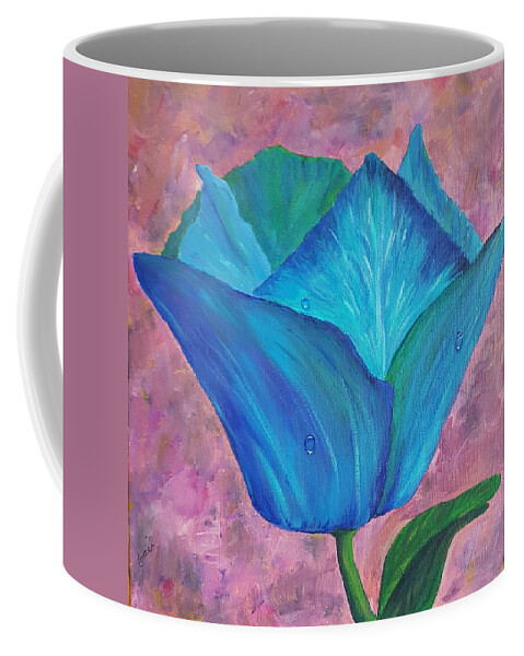 Blue Coffee Mug featuring the painting Blue Tulip by Gail Friedman