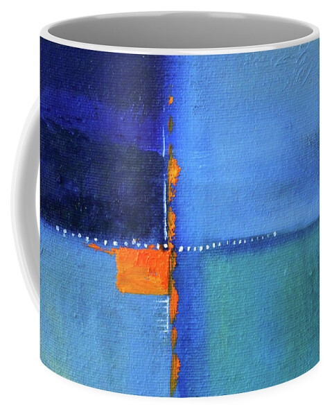 Large Blue Abstract Painting Coffee Mug featuring the painting Blue Window Abstract by Nancy Merkle