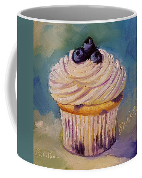 Blueberry Cupcake Coffee Mug featuring the painting Blueberry Cupcake by Judy Fischer Walton