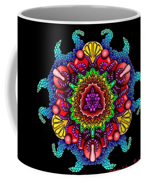 Psychedelic Coffee Mug featuring the painting Blueberryflower by ThomasE Jensen