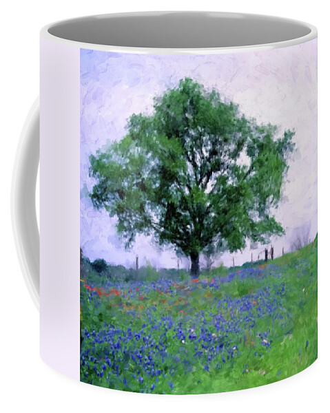 Bluebonnets Coffee Mug featuring the digital art Bluebonnet Tree by Gary Grayson