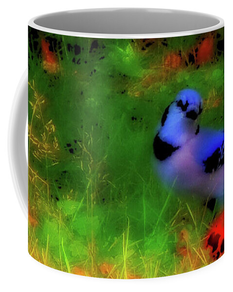 Bluejay-fall Approaching-a Rainbow Play Of Colors Coffee Mug featuring the mixed media Bluejay-Fall Approaching-A Rainbow Play of Colors by Mike Breau