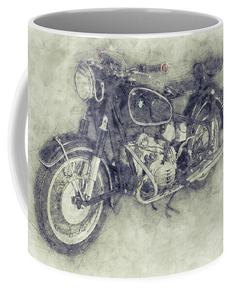 Bmw R60/2 Coffee Mug featuring the mixed media BMW R60/2 - 1956 - BMW Motorcycles 1 - Vintage Motorcycle Poster - Automotive Art by Studio Grafiikka
