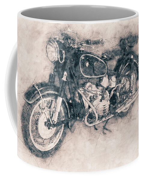 Bmw R60/2 Coffee Mug featuring the mixed media BMW R60/2 - 1956 - BMW Motorcycles - Vintage Motorcycle Poster - Automotive Art by Studio Grafiikka