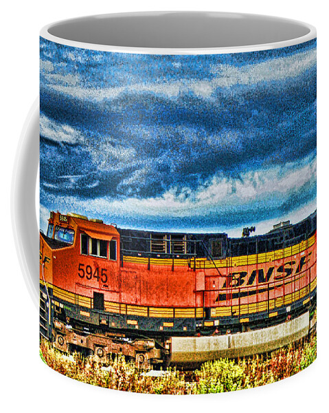 Trains Coffee Mug featuring the photograph BNSF Train HDR by Randy Harris