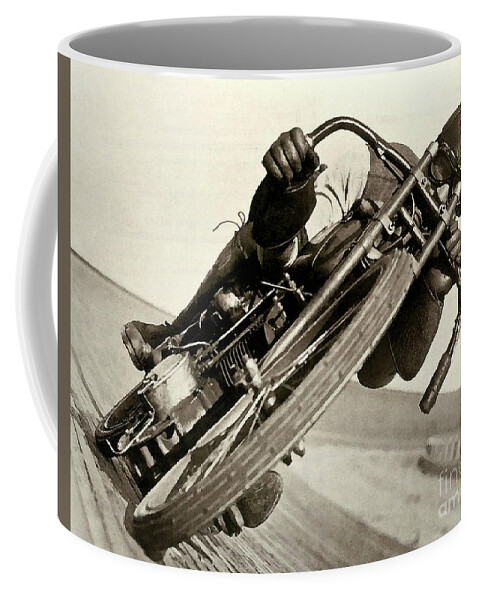 Motorcycle Coffee Mug featuring the photograph Board Track Racer, 1921, motorcycle vintage by Thomas Pollart