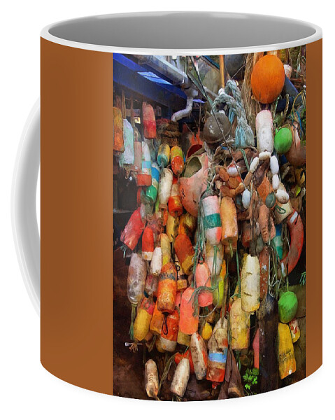 Digital Painting Coffee Mug featuring the photograph Crab Pot Buoys by Thom Zehrfeld