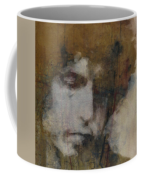 Bob Dylan Coffee Mug featuring the mixed media Bob Dylan - The Times They Are A Changin' by Paul Lovering