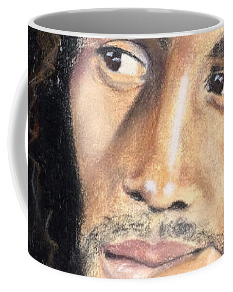 Bob Marley Coffee Mug featuring the drawing Bob Marley by Ashley Kujan