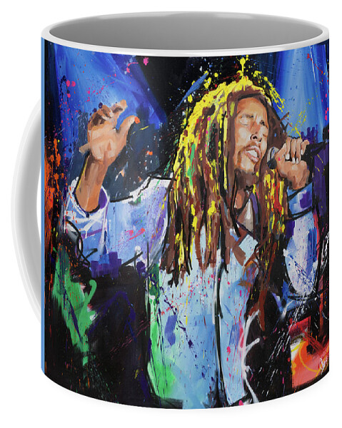 Bob Marley Coffee Mug featuring the painting Bob Marley by Richard Day