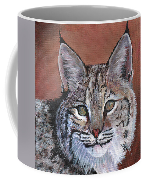 Timithy Coffee Mug featuring the painting Bobcat by Timithy L Gordon