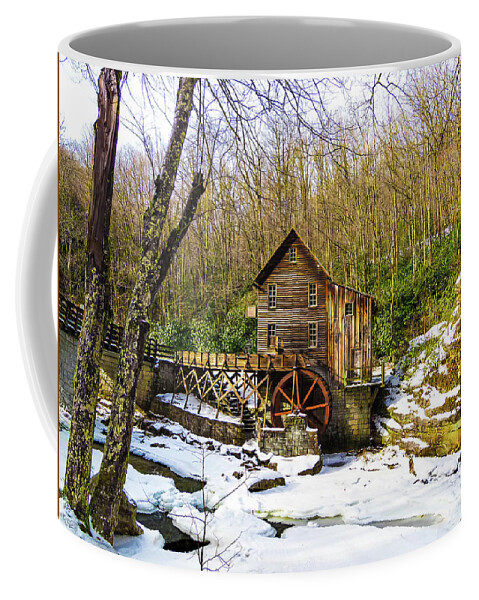 Babcock State Park Coffee Mug featuring the photograph Winter Babcock State Park Gristmill by Norma Brandsberg