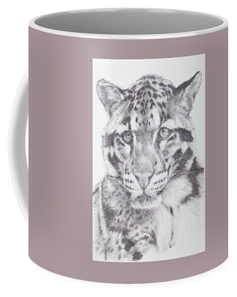 Clouded Leopard Coffee Mug featuring the drawing Bold by Barbara Keith