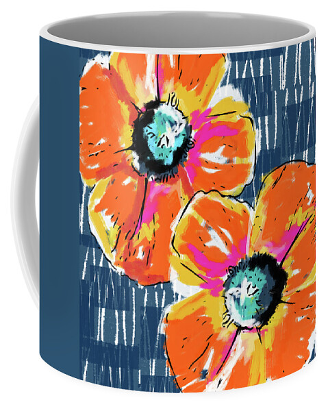 Poppies Coffee Mug featuring the mixed media Bold Orange Poppies- Art by Linda Woods by Linda Woods