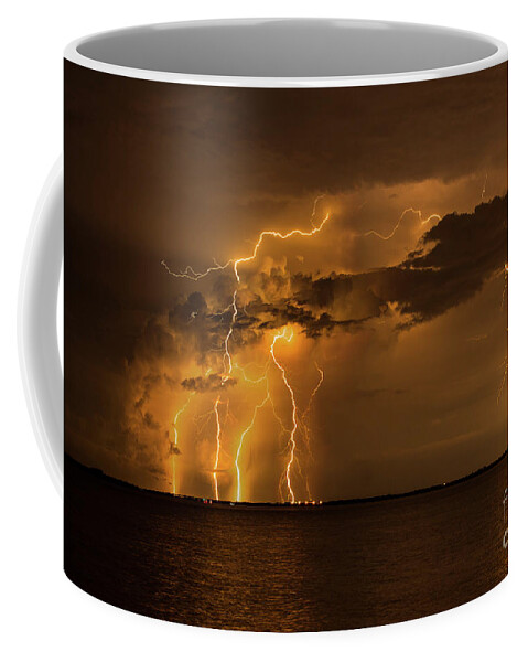 Lightning Coffee Mug featuring the photograph Bolts From the Sunshine Bridge by Quinn Sedam