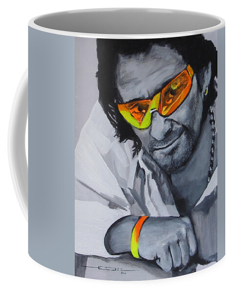 Portrait Painting Bono U2 Coffee Mug featuring the painting Bono U2 2 U by Eric Dee