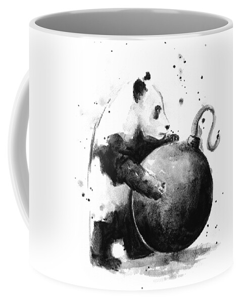Panda Coffee Mug featuring the painting Boom Panda by Olga Shvartsur
