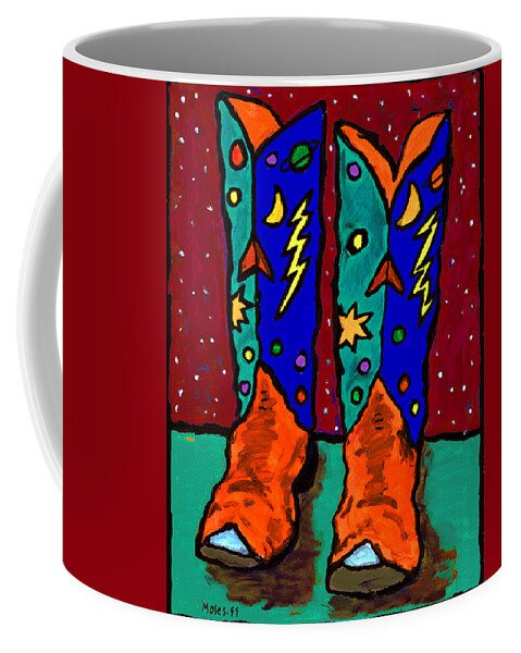 Boots Coffee Mug featuring the painting Boots on Rust by Dale Moses
