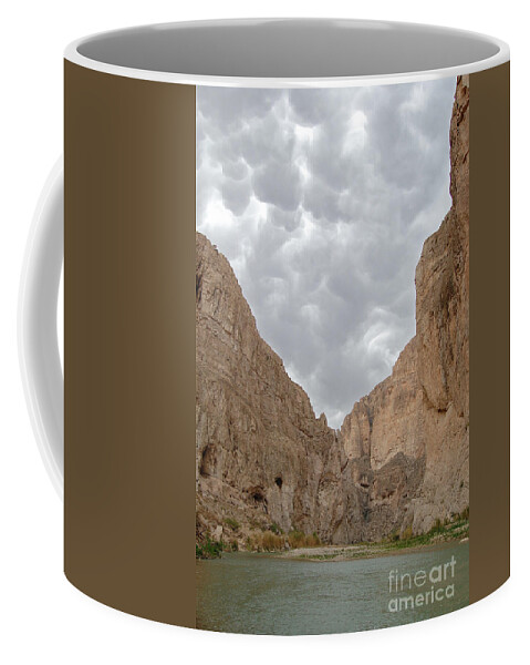 Big Bend National Park Coffee Mug featuring the photograph Boquillas Canyon and Scalloped Clouds Big Bend National Park Texas by Shawn O'Brien