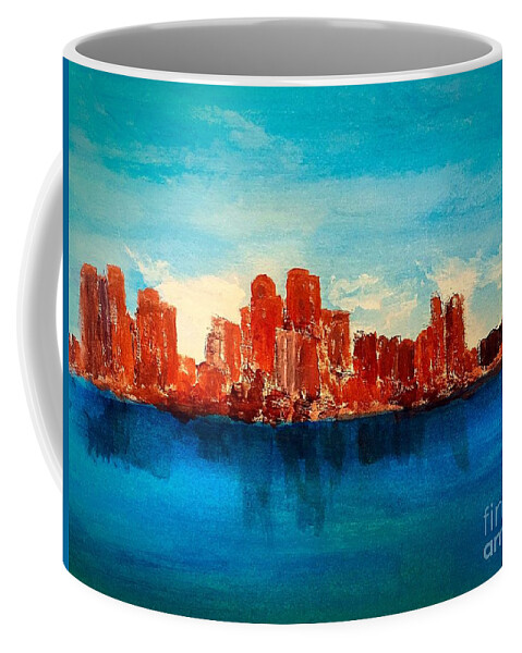 Boston Ma Coffee Mug featuring the painting Boston Abstract by Anne Sands