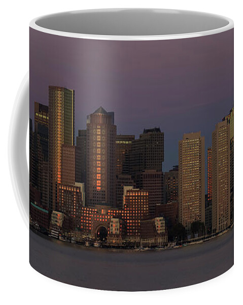 Boston Coffee Mug featuring the photograph Boston Moonset and Sunrise by Rob Davies