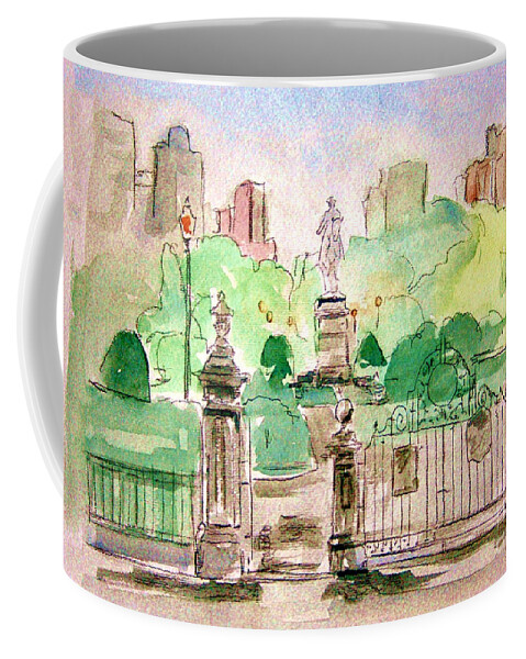 Boston Public Gardens Coffee Mug featuring the painting Boston Public Gardens by Julie Lueders 