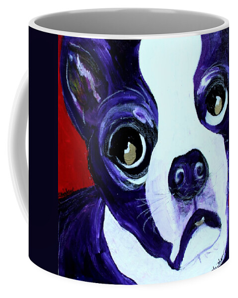 Dog Art Coffee Mug featuring the painting Boston Terrier- Lucy by Laura Grisham