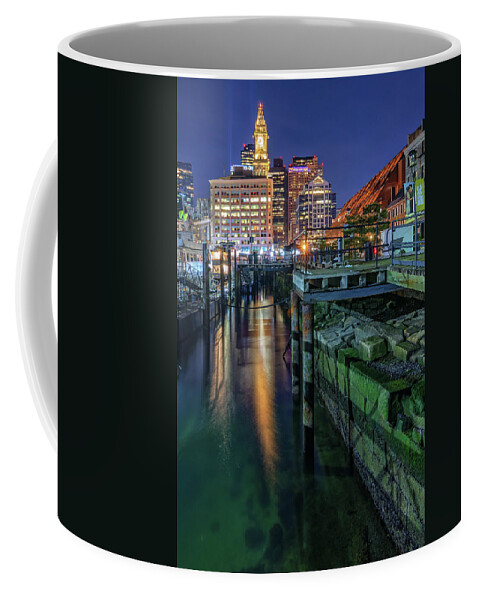 Boston Coffee Mug featuring the photograph Boston's Custom House Tower from Long Wharf by Kristen Wilkinson