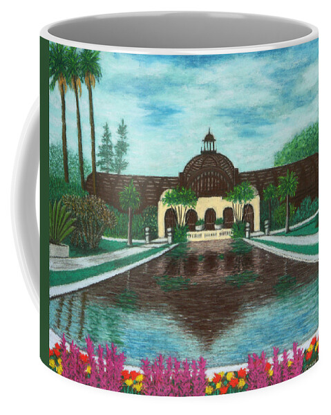 Botanical Coffee Mug featuring the pastel Botanical Building in Balboa Park 02 by Michael Heikkinen