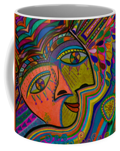 Abstract Face Coffee Mug featuring the painting Both Sides of Your Face - Abstract Face by Marie Jamieson