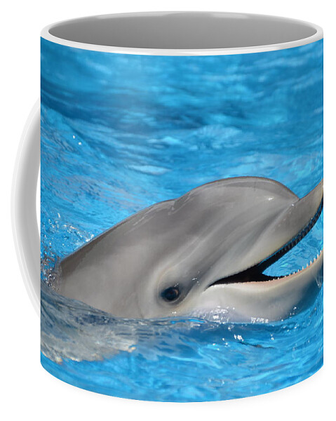 Dolphin Coffee Mug featuring the photograph Bottlenose Dolphin with Mouth Open by Scott H Phillips