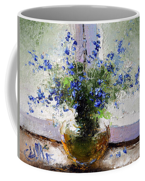 Russian Artists New Wave Coffee Mug featuring the painting Bouquet of Blue Wild Flowers by Igor Medvedev
