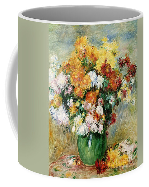 Bouquet Coffee Mug featuring the painting Bouquet of Chrysanthemums by Pierre Auguste Renoir