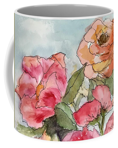 Petunias Coffee Mug featuring the painting Bouquet of Happy by Cheryl Wallace