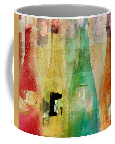 Painted Bottles Coffee Mug featuring the painting Bouteilles by Mindy Sommers