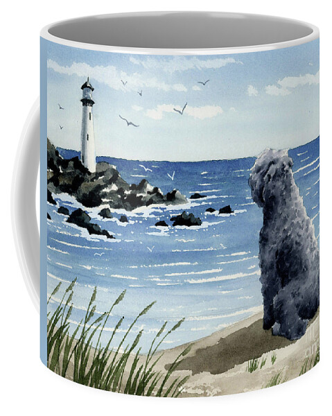 Bouvier Des Flandres Coffee Mug featuring the painting Bouvier Des Flandres at the Beach by David Rogers