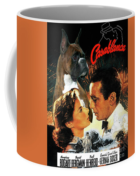 German Boxer Coffee Mug featuring the painting Boxer Dog Art Canvas Print - Casablanca Movie Poster by Sandra Sij