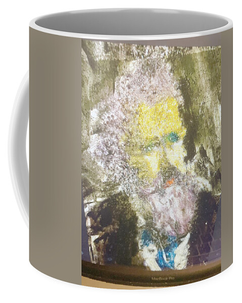 Brahms Coffee Mug featuring the drawing Brahms-Fro Study by Bencasso Barnesquiat