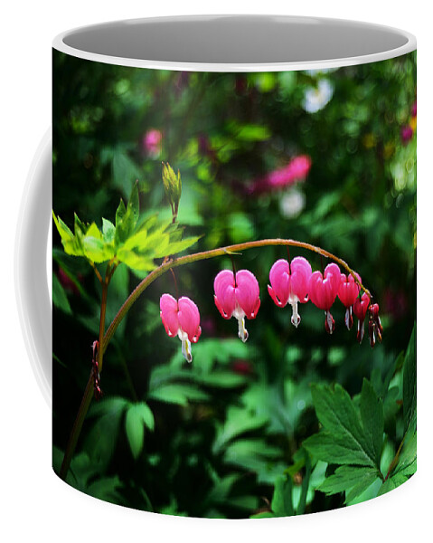 Flower Coffee Mug featuring the photograph Branch of Bleeding Heart Blooms by Kae Cheatham