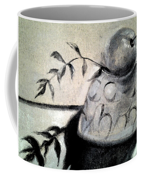 Apple On Bowl Coffee Mug featuring the painting Branch shadow by Kim Shuckhart Gunns