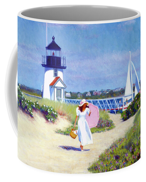 Brant Point Walk Coffee Mug featuring the painting Brant Point Walk by Candace Lovely