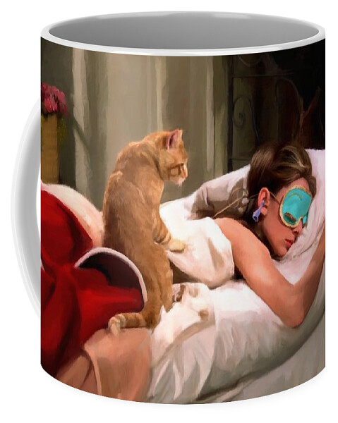 Audrey Hepburn Coffee Mug featuring the digital art Breakfast at Tiffany's 4 by Gabriel T Toro