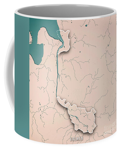Bremen Coffee Mug featuring the digital art Bremen Bundesland Germany 3D Render Topographic Map Neutral Bord by Frank Ramspott