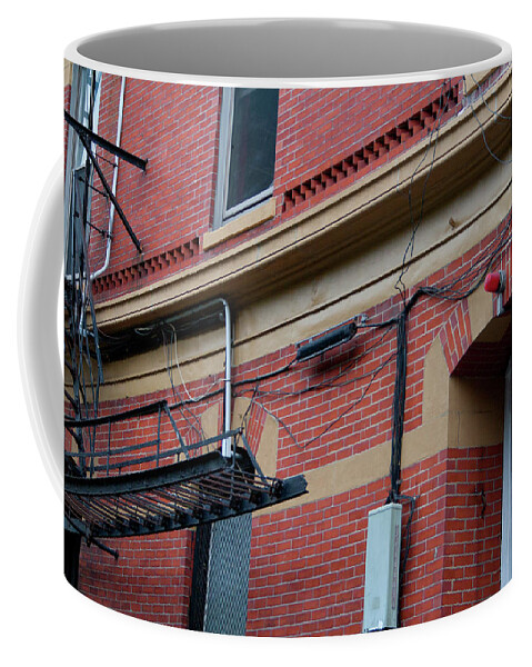 Brick Coffee Mug featuring the photograph Bricks and Wires by Barry Wills