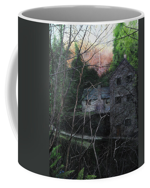 Landscape Coffee Mug featuring the painting Bridge at Bontuchel by Harry Robertson